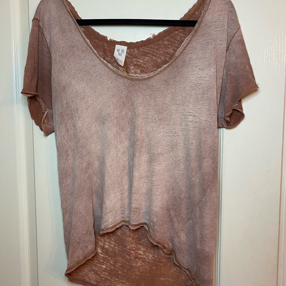 Free People Burnt Orange High low Tee
